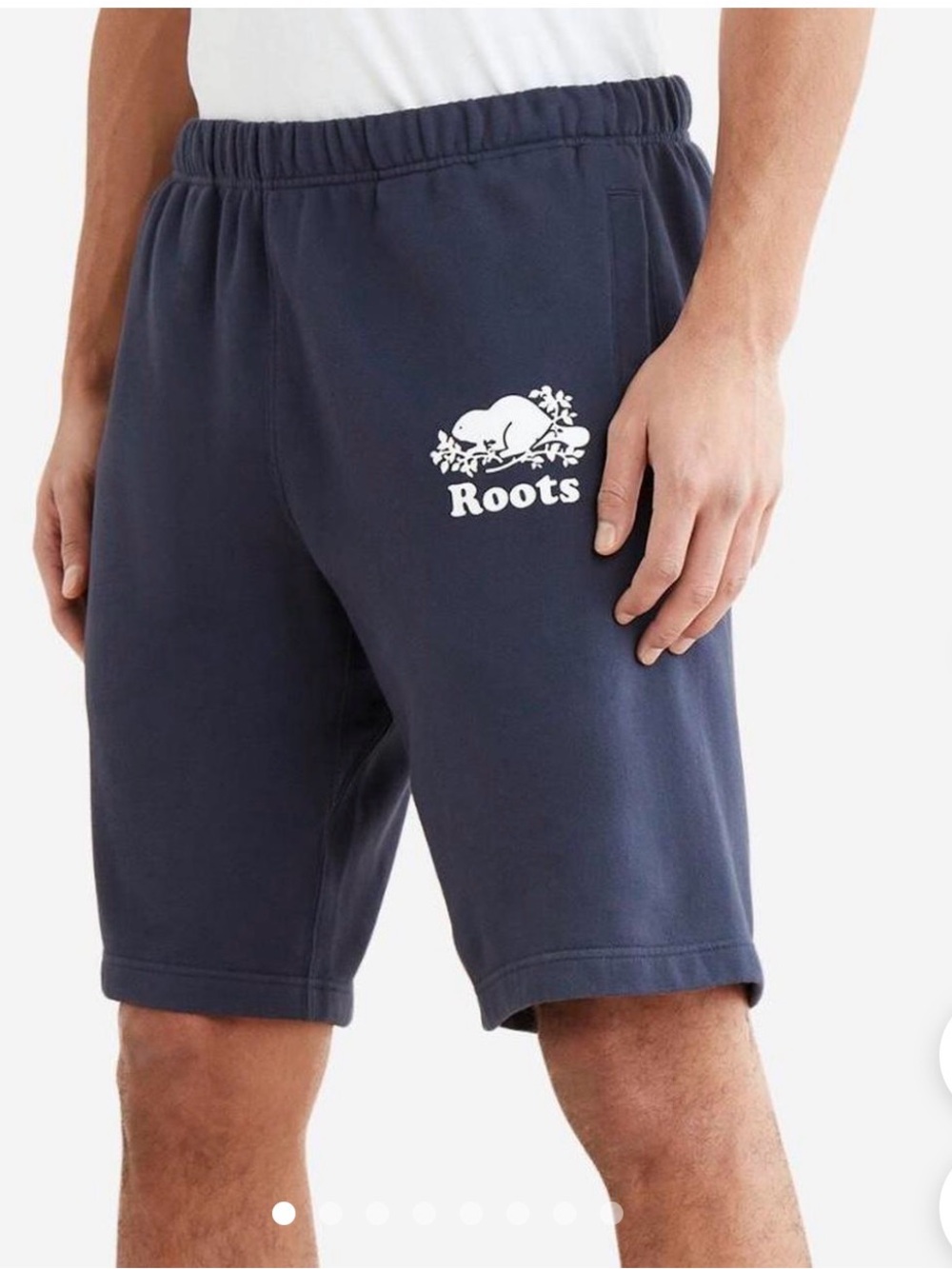 Roots Men's Navy Shorts with White Logo